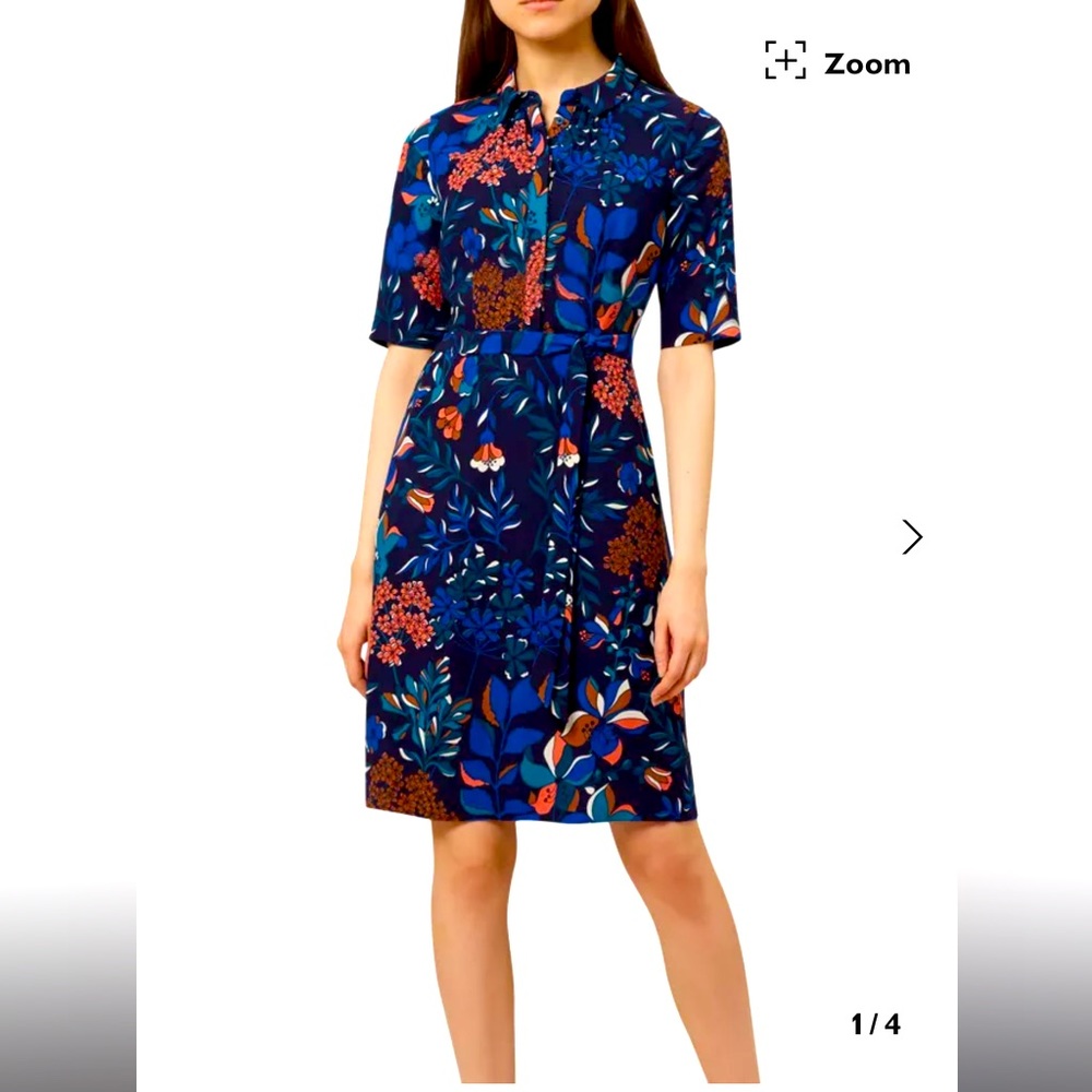Hobbs Dahlia Blue Multi Botanical Print Dress